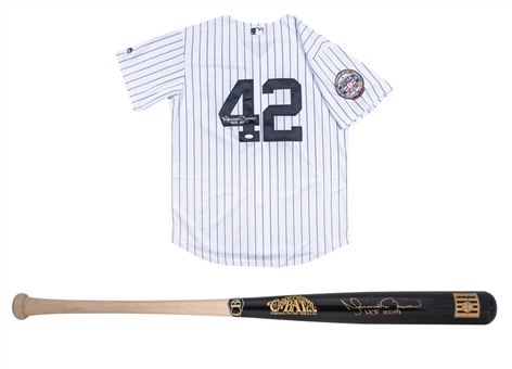 Lot of (2) Mariano Rivera Signed New York Yankees Jersey and Bat with "HOF 2019" Inscription (JSA) 